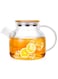 MIBRU Glass Stovetop Safe Clear Teapot With Removable Infuser With Bamboo Lid For Loose Leaf And Blooming Tea Coffee Tea Herbal Drinks Glass Pot 850ml