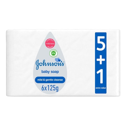 Johnson&#39;s  Baby Soap, Mild &amp; Gentle Cleanse, Mild Formula 125g Pack of 6