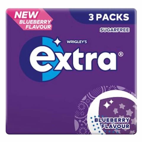 Extra Blueberry Sugar Free Chewing Gum 42g x Pack of 3