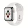 Apple Watch Series 5 GPS + Cellular 44mm Stainless Steel Case with White Sport Band (MWWF2AE/A)