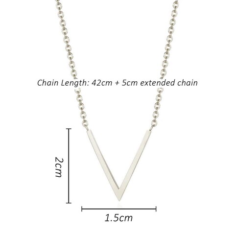 Aiwanto Silver V Shape Necklace
