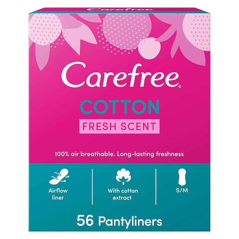 Buy Carefree Daily Panty Liners Cotton - Fresh Scent - 56 Panty Liners in Egypt