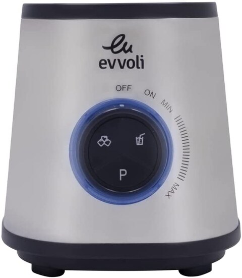 Evvoli Blender 1.5 liters With Glass Jar High Power Premium, Ice Crusher, 1500W, Smart Program Selection Stainless Steel &amp; Black, EVKA-BL15SB