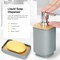 Bamboo Bathroom Accessories Set of 6 Modern Design 6 Pieces Bathroom Accessory Set Soap Dispenser Toothbrush Holder Tooth Mug Soap Dish Toilet Brush Rubbish for Bathroom Home Decor (Grey)