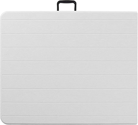 LANNY Portable Plastic Folding Table SZK180 White Wood Design 180 * 75cm for 6-8 person Party/Picnic/Garden/Dining/Kitchen/Buffee/Restaurant