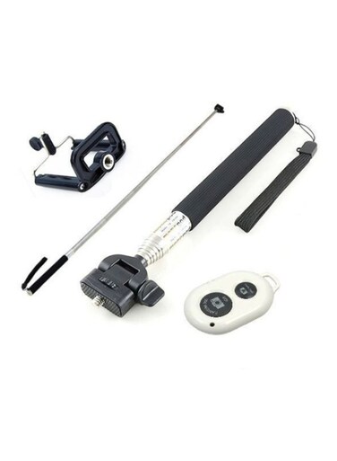 Generic - Monopod Selfie Stick With Bluetooth Remote Control Black
