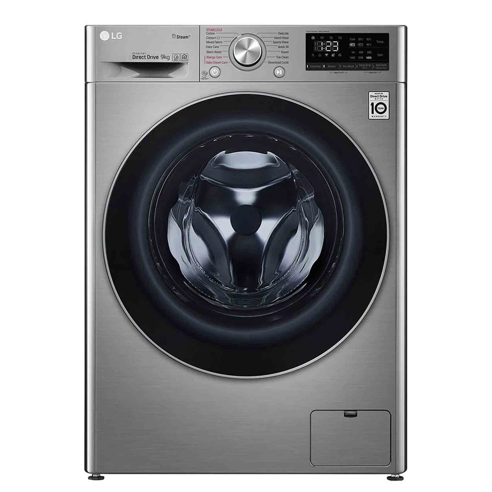LG Washer Machine Front Load F4V5VYP2T 9 Kg 1400 Rpm Silver