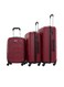 PARA JOHN 3-Piece Hard Side ABS Luggage Trolley Set 20/24/28 Inch Wine Red