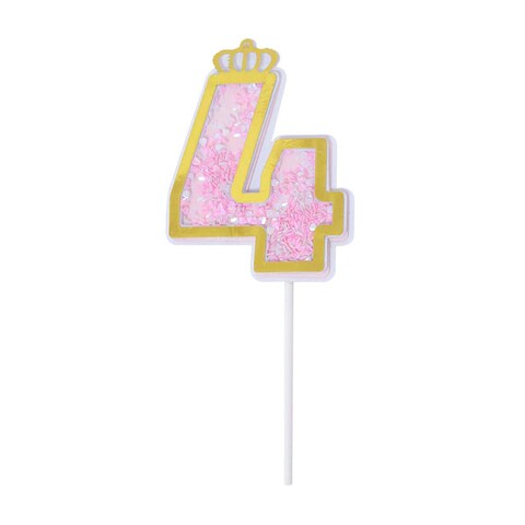 Number 4 Glitter Crown Cake Topper PT-1026