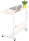 Doreen 80 X 40cm Laptop Table Desk Stand Mobile Computer Workstation Height Adjustable with Phone Holder Rolling Wheel MovableBedroom Living Room Office White Maple Ultra Big Desktop（GC1211A）