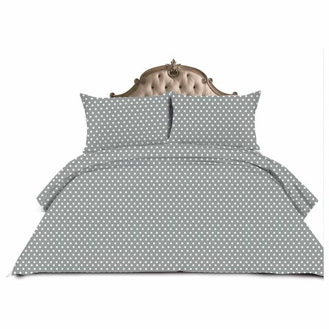 Dots Flat Bed Sheet - 260X240 cm - Grey
