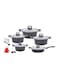 Dessini 17-Piece Non-Stick Cookware Set Includes 1Xcasserole With Lid 20 cm, 1X 24 cm, 1X 28 cm, 1X 32 cm, 1Xshallow Casserole With Lid 28 cm, 7-Piece Cooking Tools, Black/Grey 20cm