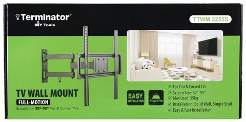 Terminator brand tv wall mount 32 to 55 inch, full motion swivel type