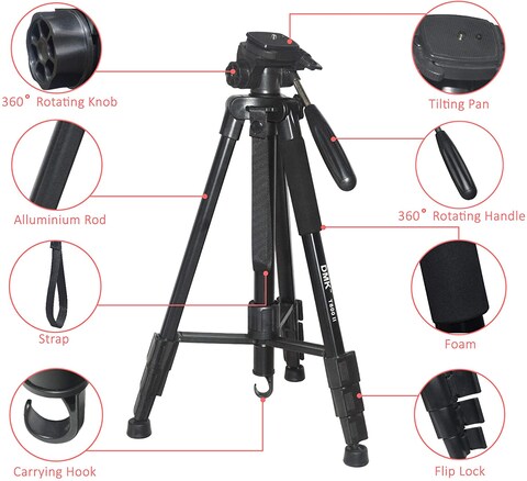 DMK Power Dmk-T800Ii 63.7 Inch Lightweight Aluminum Alloy Travel Portable Camera Video Tripod With Fluid Pan Quick Release Plate Carry Bag For All Video Cameras