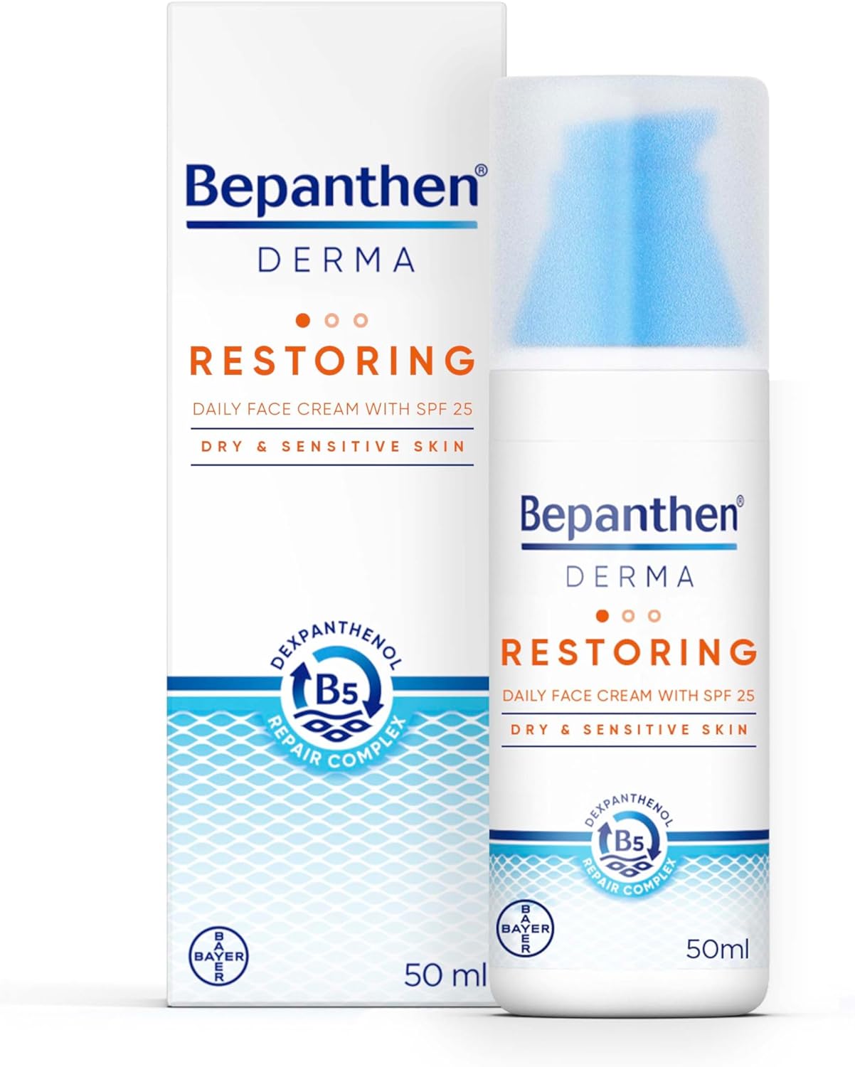 Bepanthen Derma Restoring Daily Face Cream With SPF 25, 50ml Pump Bottle