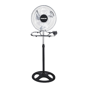 Nikai 3-In-1 NIF1708A Pedestal Fan 45W 16 Inch Black/Silver