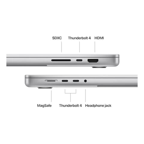 أبل ماك بوك برو حاسوب محمول بشاشة مقاس 16 بوصة معالج أبل M3 ماكس RAM سعة 48 غيغابايت محرك أقراص SSD سعة 1 تيرابايت ولوحة مفاتيح باللغة العربية - فضي