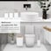Generic Bamboo Bathroom Accessories, Modern Design, Set Of 6: Soap Dispenser, Toothbrush Holder, Tooth Mug, Soap Dish, Toilet Brush, Rubbish, White