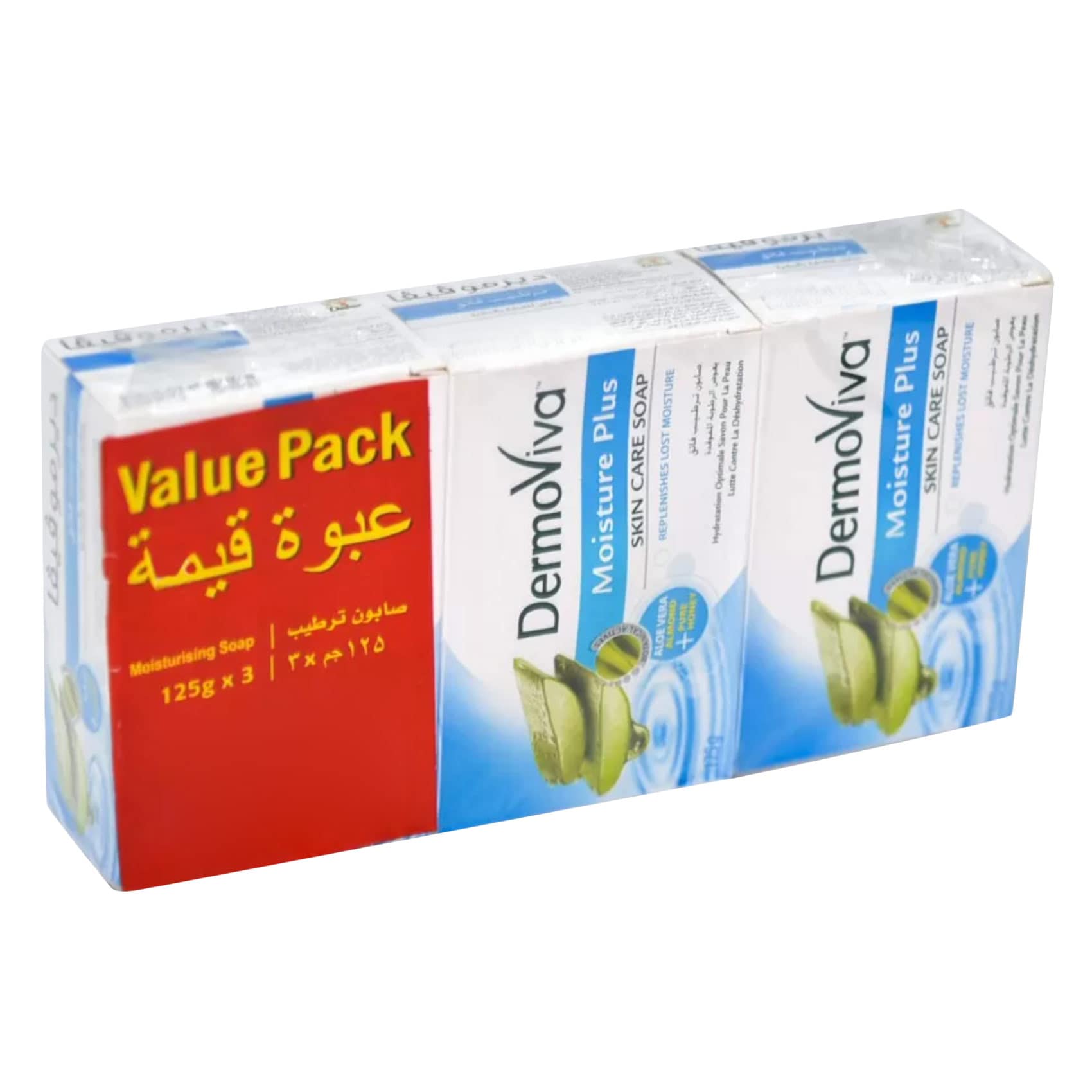 Buy DermoViva Moisture Plus Skin Care Bar Soap 125g x Pack of 3 Online