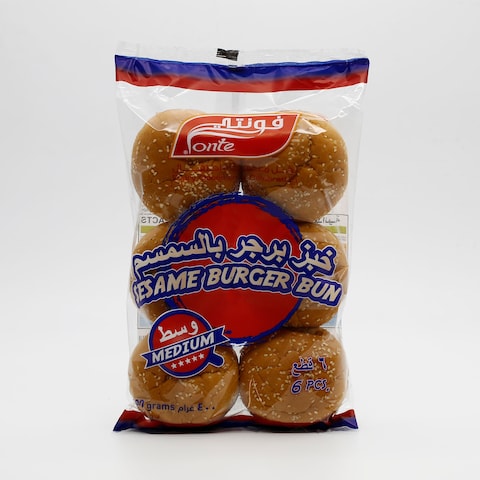 Buy Fonte Sesame Burger Bun Medium Bread 400g 6 Pieces in Saudi Arabia