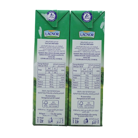Lacnor Essentials Skimmed Milk 1L Pack of 4