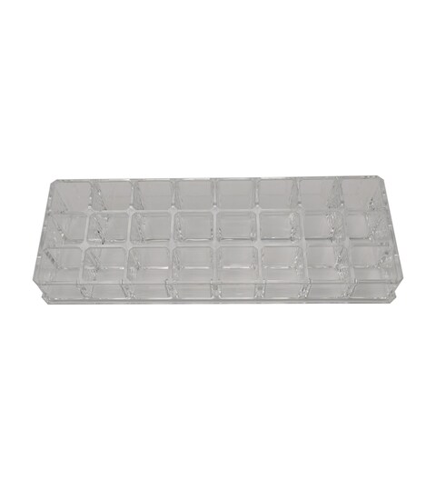 24 Spaces Clear Acrylic Lipstick Organizer Display Stand Cosmetic Makeup Organizer for Lipstick, Brushes, Bottles
