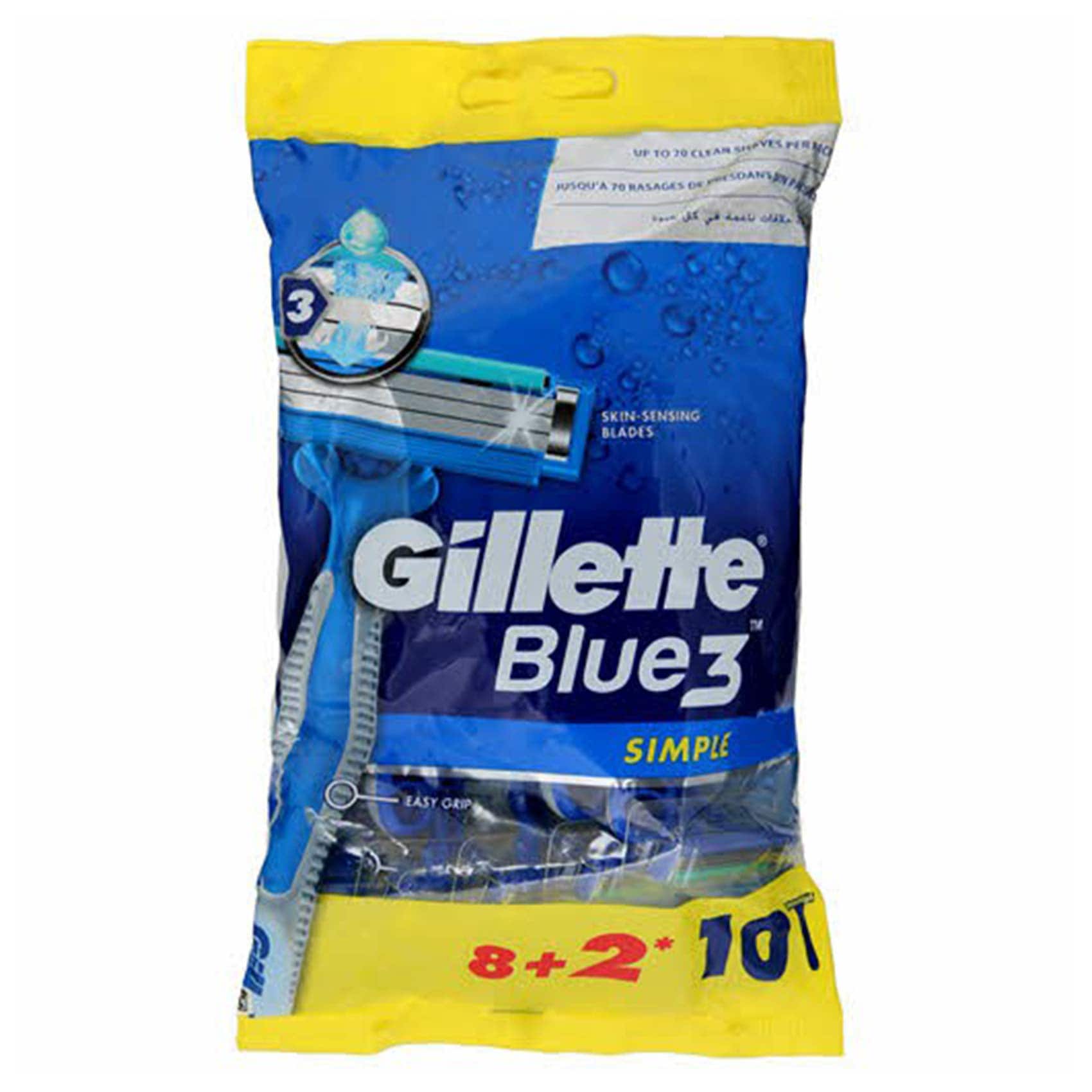 Buy Gillette Razor Disposable Blue 3 Simple 8 + 2 Free Online ...