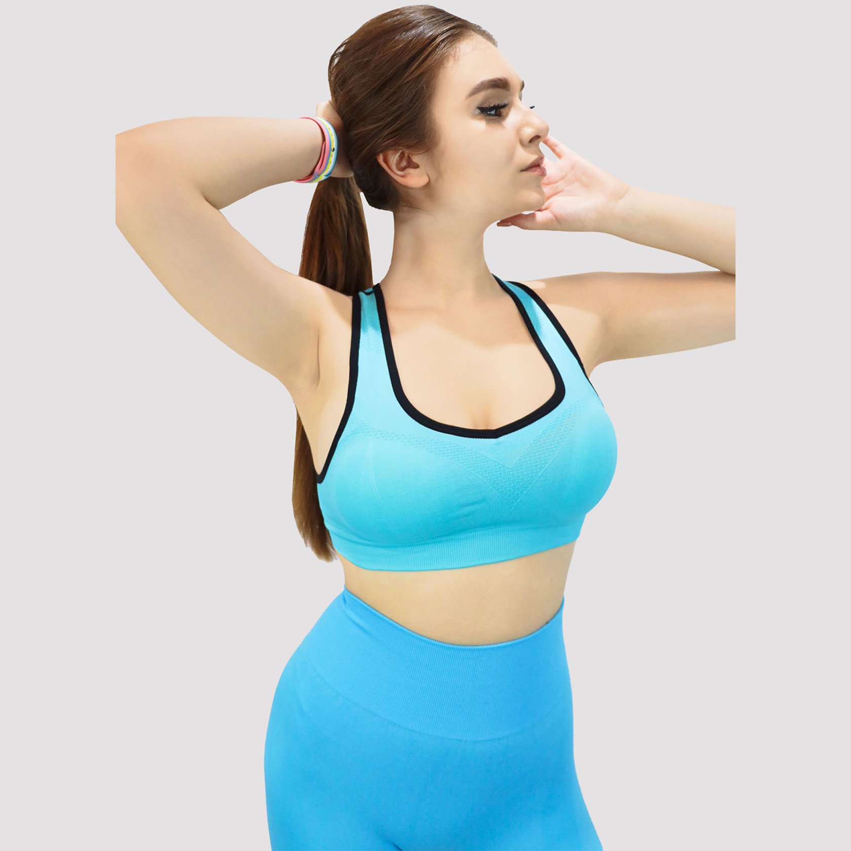 Kidwala Sports Bra, Activewear Round Neck Padded Top Workout Gym Yoga Outfit for Women (X Large, Blue)