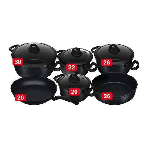 Aboud Bio Granite Cookware Set - 10 Pieces - Black