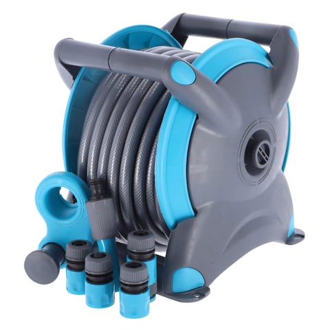 Pro Garden Garden Hose Holder Set 15m Grey/Blue