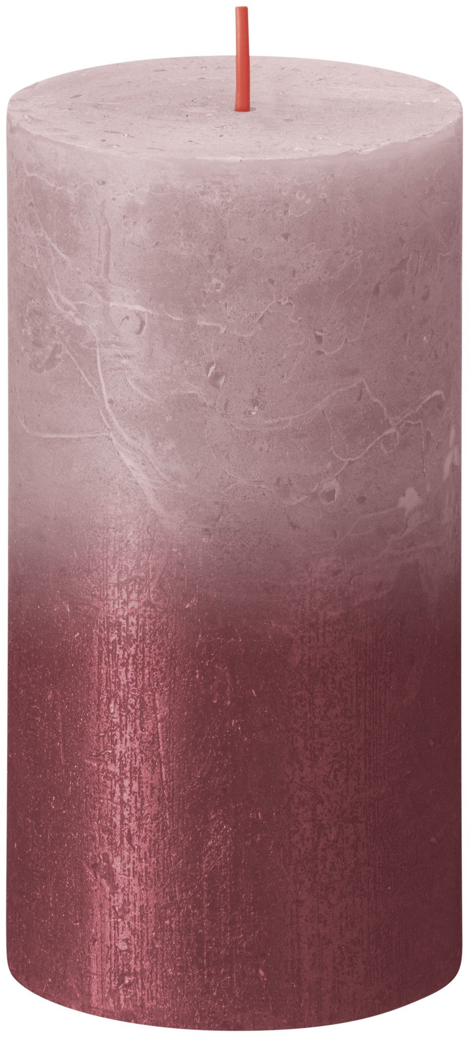 Bolsius Rustic Pillar Candle, Ash Rose &amp; Red, 130/68mm