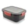 M-Design Lunch Set - 2.1L Lunch Box with 800ml Water Bottle and 3-Piece Cutlery Set - Smoke/Red