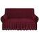 Jacquard Fabric Stretchable Two Seater Sofa Cover Maroon