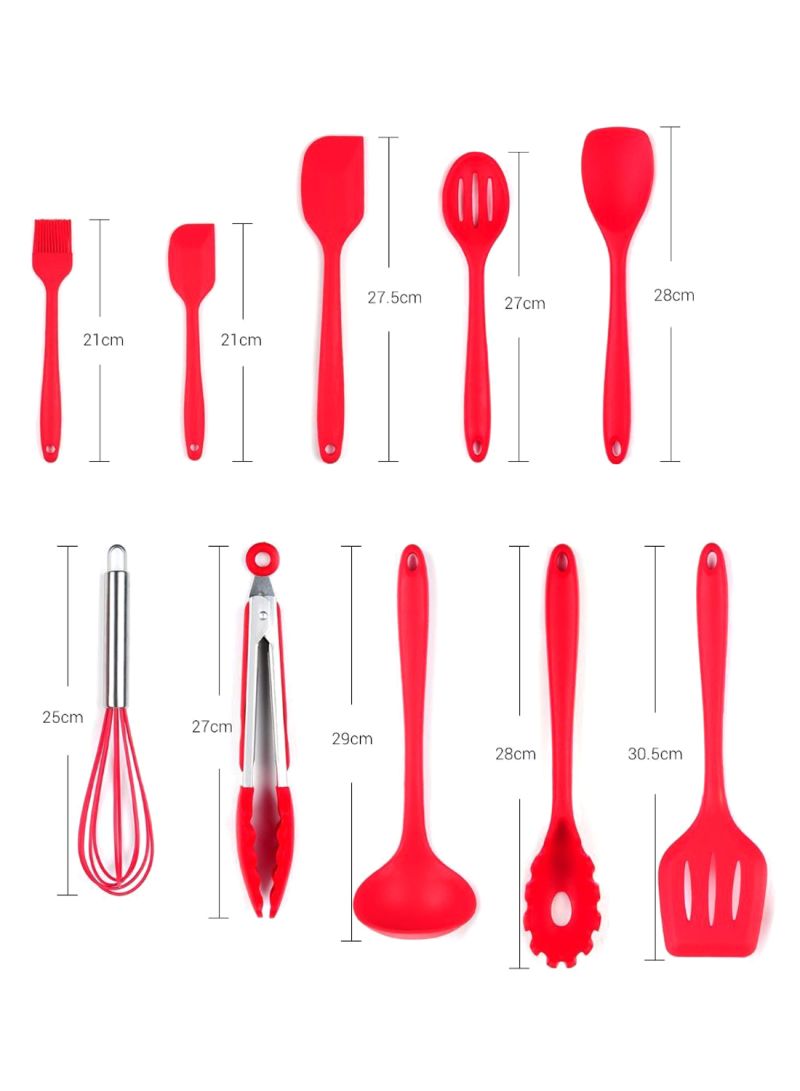 Generic 10-Piece Cooking Utensil Set Red