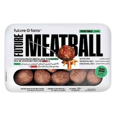 Future Farm Beef Flavor Plant Based meatballs. 