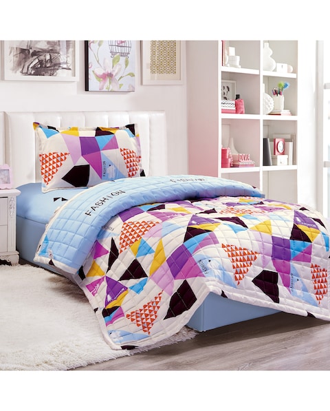 Buy Sleep Night 3 Pieces Kids Compressed Comforter Set, Single Size 150 X 200cm Modern Printed Bedding Set For Girls And Boys, MultiColor in Saudi Arabia