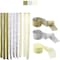 Party Time 3 Rolls Crepe Paper Streamers Backdrop, 3 Colors, for Various Christmas Party Wedding, Proposal, Bridal Shower Festival Birthday Party Decorations (Gold, Silver and White)