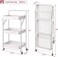 3 Tier Foldable Rolling Utility Cart, with Roller Wheels and Handles, for Kitchen Bathroom Office Laundry,White