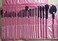 32 pcs Pink Cosmetic Facial Make up Brush Kit Makeup Brushes Tools Set Pink Leather Case