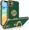 FOCUS iPhone 11 Case with 360&deg; Ring Holder, Shockproof Slim Kickstand Magnetic Support Car Mount Women Men Non-Slip Protective Phone Case for iPhone 11 6.1", Midnight Green/Gold