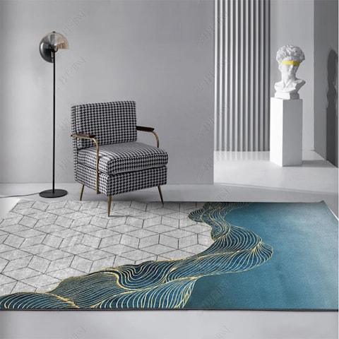 Area Rug Anti-Skid Modern Floor Carpet For Indoor Living Room Dining Room Bedroom With Beautiful Print (Size 120×160CM)