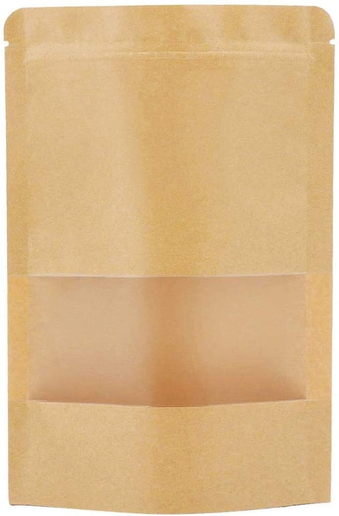 Generic Kraft Stand Up Pouch Bags, 45Pcs 12*20Cm Kraft Paper Zipper Pouch, Storage Brown Paper Bags With Zip Lock And Transparent Window