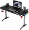 Datazone Gaming Desk 140cm, Professional RGB Gaming Table, Carbon Fiber Waterproof Surface, Cup Holder, Headphone Hook And Power Management Box, Gamepad Holder And Mouse Pad Black, Gt-351RGB