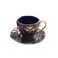 Royal Luxury Arabic Gold Handle Ceramic Tea Cup Sets With Saucers Blue