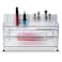AlHoora 36X24X25cm 2Drawer Acrylic Cosmetic Organizer With Jewelry Box , Stainless Steel Stand , Color Box