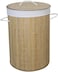 Orchid Bamboo Laundry Basket Bathroom &amp; Bedroom Laundry Bin, Removable Lining Laundry Hamper, with 100% Natural Bamboo Laundry Basket (Round Bamboo Basket)