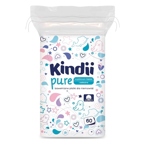 Cleanic Kindii Baby Rectangular Cotton Pads 60 Count
