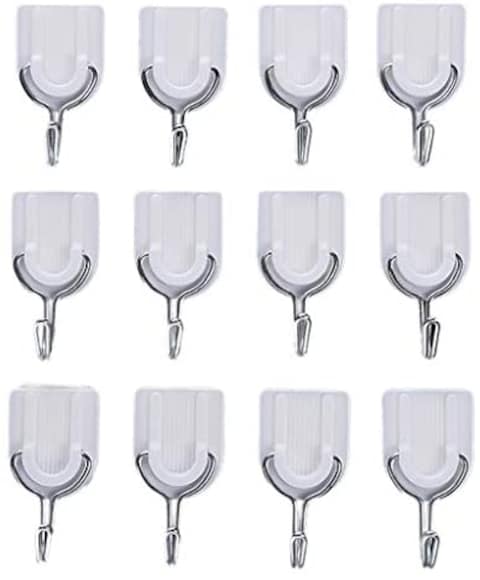 Generic - Strong Adhesive Hook Wall Door Sticky Hanger Holder Kitchen Bathroom White 12PCS