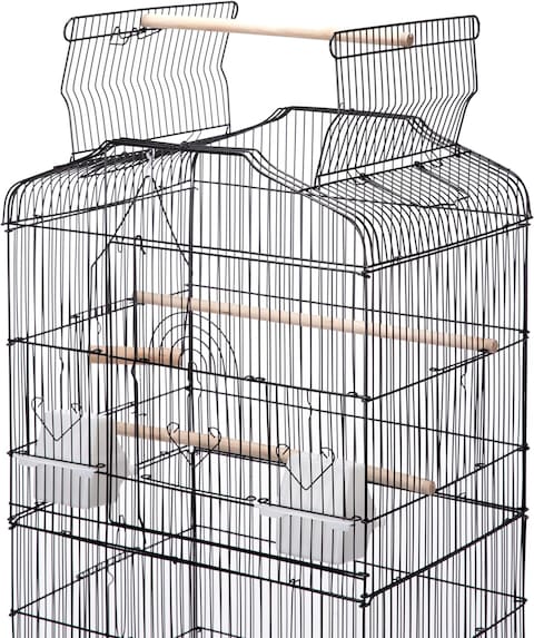 Egardenkart&reg; Open Play Top Bird cage with Rolling Stand for Cockatiel Sun Conure Parakeet (Black)