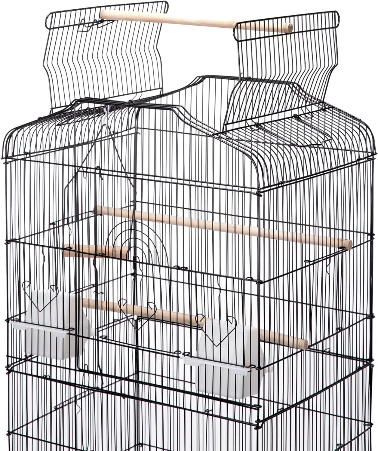 Egardenkart&reg; Open Play Top Bird cage with Rolling Stand for Cockatiel Sun Conure Parakeet (Black)